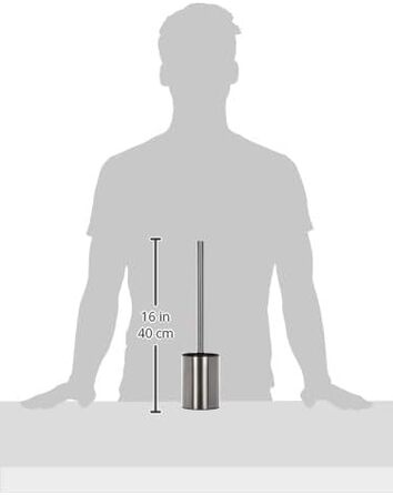 ТАТAY Щітка для унітазу з нержавіючої сталі з тримачем | Сучасний дизайн | Легкість у догляді | 9 x 9 x 37 см | Силіконова щітка