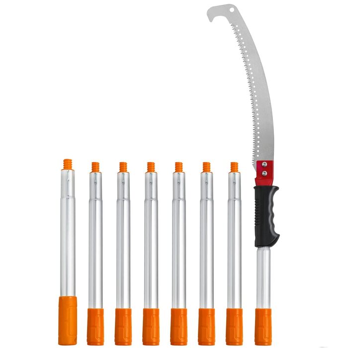VEVOR Telescoping Tree Saw Manual Tree Saw 1.4-3m Adjustable High-Reach Pruner with 8 Poles Branch Shear Telescoping Blade Made of Carbon Steel Reach up to 298cm for Cutting Branches, Bushes, and Trunks
