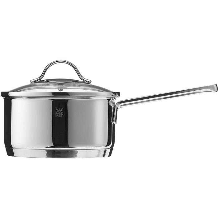 Каструля WMF Provence Plus 16 см з кришкою з термостійкого скла, 1,4 л, з нержавіючої сталі Cromargan, без покриття, для приготування на індукційних плитах, сумісна з духовкою
