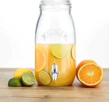 Диспенсер для напоїв KILNER 3 л із краном, скляний, герметичний, для вечірок і щоденного використання
