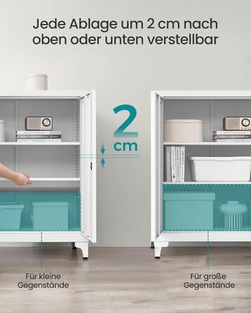 SONGMICS File Cabinet, Multi-Purpose Cabinet, Office Cabinet with 2 Doors, Lockable Cabinet, Steel Storage Cabinet, for Study Room, Living Room, Matte White OMC012W01 (80B cm, Matte White)