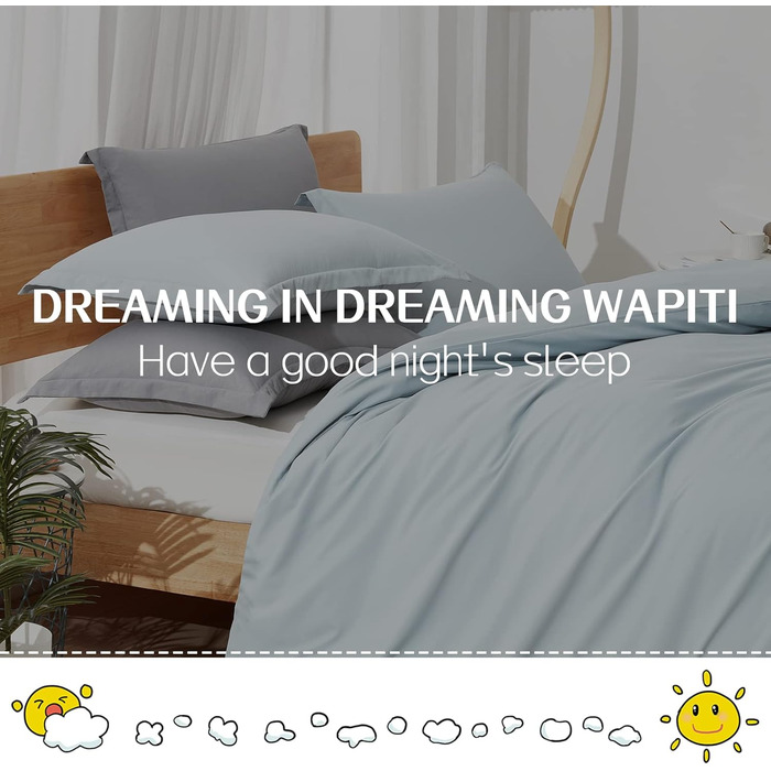 Набір постільної білизни Dreaming Wapiti з мікрофібри, однотонний, колір блакитний (королівський розмір)