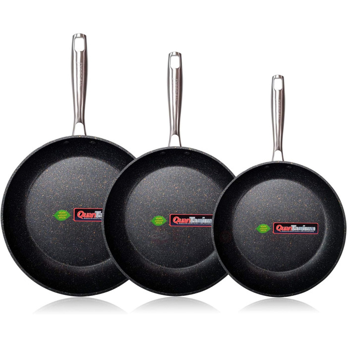 Набір сковорідок WECOOK EcoChef Titan, 3 шт. (20/24/28 см), кований алюміній, індукція, 5-шарове антипригарне покриття без PFOA, для всіх типів плит, посудомийна машина