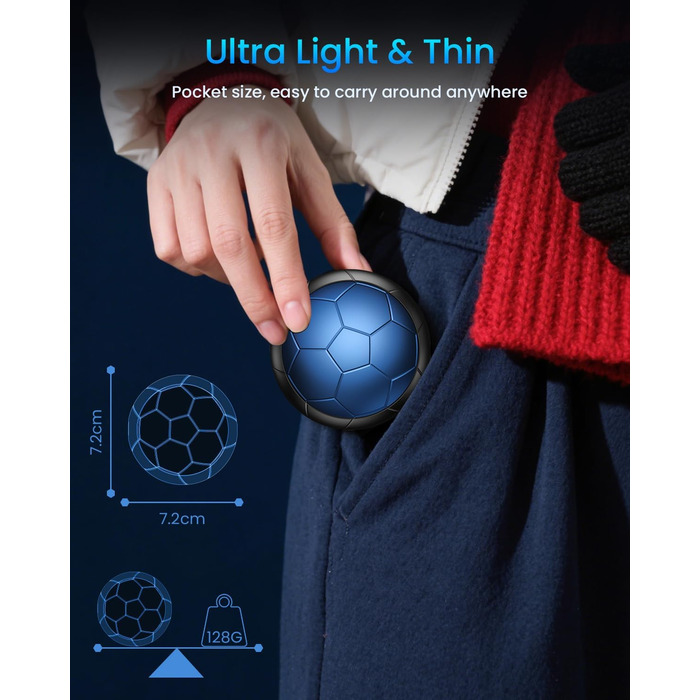 Електричні грілки для рук 2 шт. | USB, 3 режими нагріву, 20 годин тепла, для холодного клімату, Outdoor, Indoor (Блакитний)