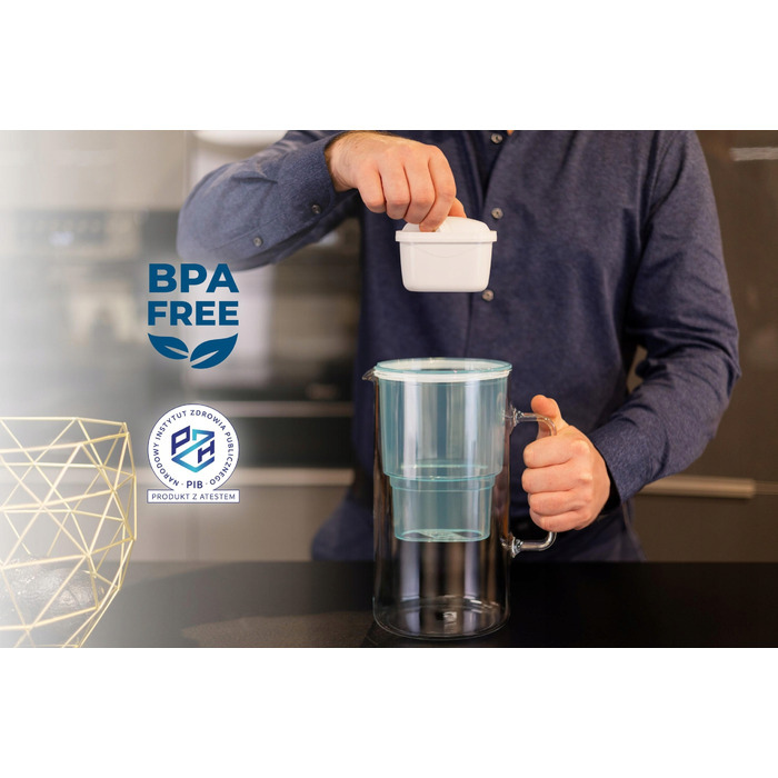 Скляний фільтр-кувшин Wessper D2 BOROSILICATE 3л, м'ятний + 7 фільтрів