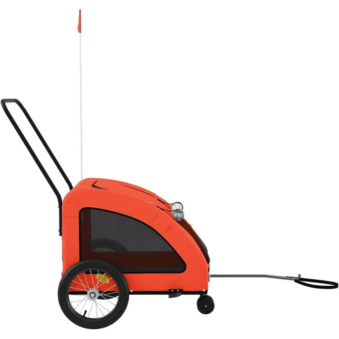 Фургон для собак VidaXL - переносний, з прапором та світловідбивачами, до 30 кг, Oxford-Gewebe, 63.5 x 124.5 x 66 см, Оранжевий