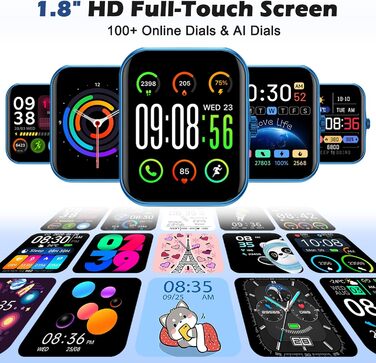 Дитячий розумний годинник-фітнес-трекер Kinder з 1.83' HD екраном, крокоміром, IP68 водонепроникністю, 120 спортивними режимами, монітором сну та будильником для дітей 5-16 років (блакитний)