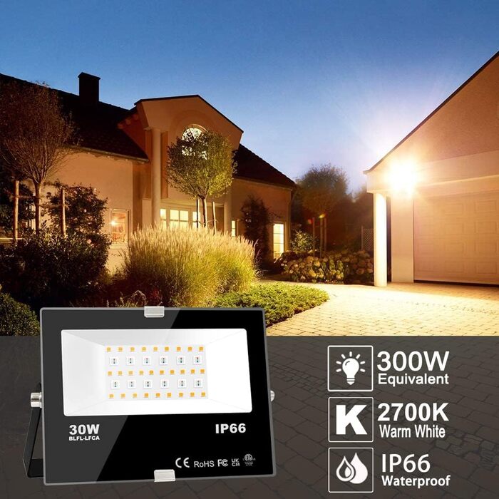 RGB LED Spot Outdoor, Color Changing, W, DIY Flash Mode, RGB LED Floodlight, Timer, Bluetooth, IP66 Waterproof (30.0 Watt)
