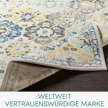 Килим Livabliss Sicily Vintage 120x170 см - для вітальні, спальні, їдальні, у стилі бохо та східний, кольори: блакитний, гірчичний, чорний, сірий