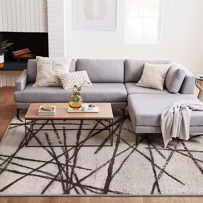 Leesentec Rugs Living Room Modern Artistic Rug Unique Rugs Chic Vintage Distressed Oriental Rugs Floor Mat (200 x 250 cm, Beige) Beige 200 x 250 cm