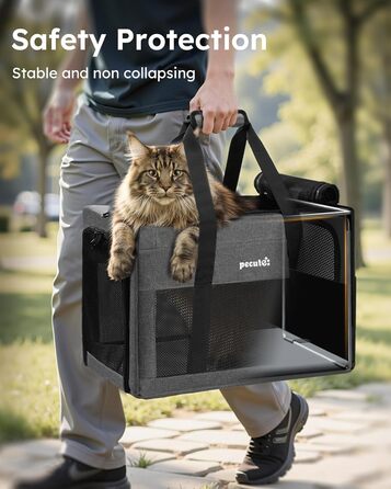 Транспортна сумка для котів Pecute Katzentasche - переноска для котів та маленьких собак, 47 x 33 x 30 см, сіра