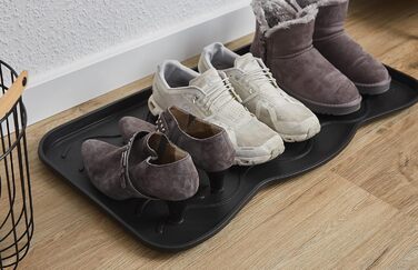 Carpido Shoe Drip Tray 3-Piece Set Shoe Rack Tray - Food Bowl Mat Bowl Mat Shoe Board Shoe Tray – Shoe Tray Drip Tray Black 38x75 cm