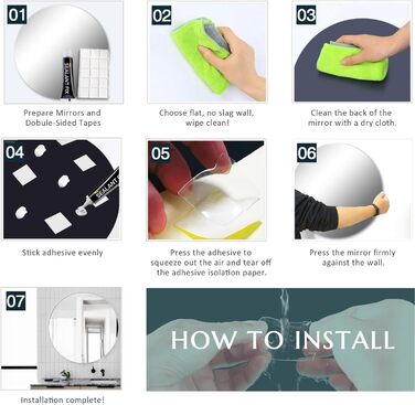 Круглий дзеркало на стіну без рами 40 см, HD скло, сучасний дизайн, самоклеючий, для ванної, вітальні, спальні, коридору