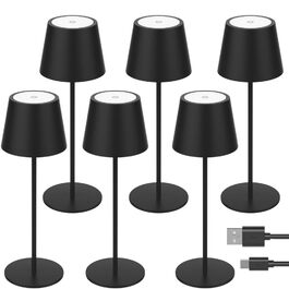 Світлодіодний настільний світильник LUXULA з димером, акумулятором та сенсорним керуванням - 3 кольори світла CCT, бездротовий, IP44, USB зарядка - для дому та вулиці, кемпінгу - набір 6 шт.