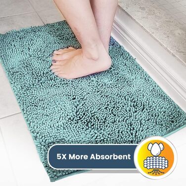 Гігроскопічний килимок для ванної та кухні Muddy Mat з мікрофібри та шенілю, протиковзкий вологий килим для дому та домашніх тварин, синій, M (76.2x48.2 см)