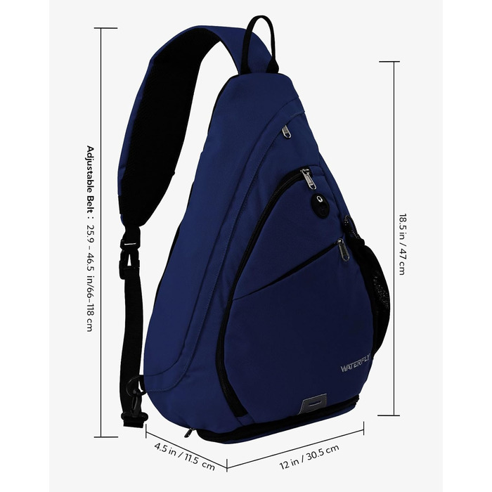 Сумка через плече WATERFLY: рюкзак-слінг для спорту та подорожей (Королівський синій)