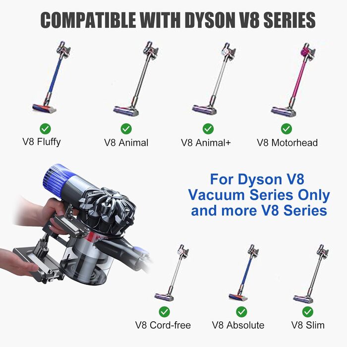 Замінний акумулятор EVARY 8000mAh для пилососів Dyson V8 Absolute Animal Motorhead Pro SV10 (2 фільтри + 1 щітка)