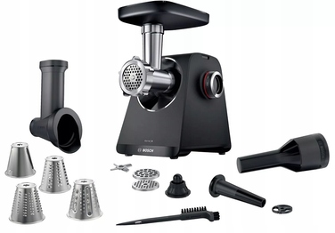 М'ясорубка Bosch MFWS440B: 3 диски, 4 тертки та насадка-наштовхувач