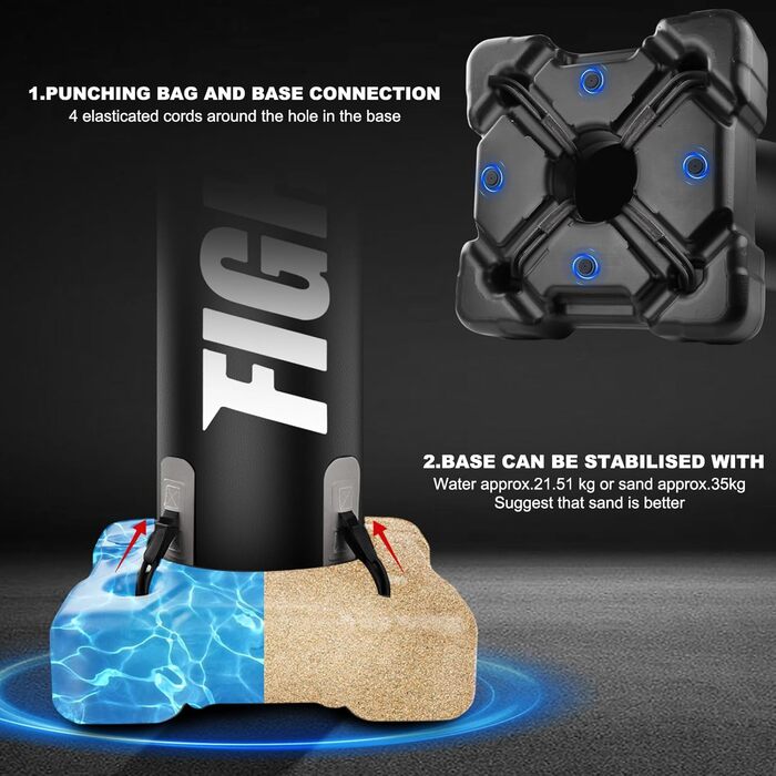 Boxsack Freistehend 175см JUOIFIP - Комплект для боксу з насосом та рукавичками, для кікбоксингу, MMA, Муай Тай, домашні тренування