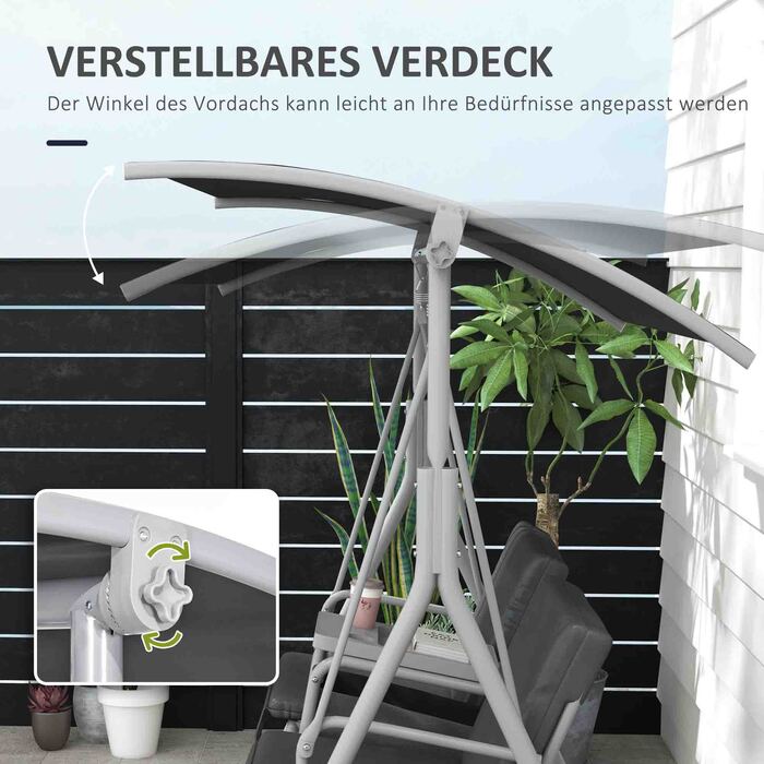 Outsunny Hollywood 2-Seater Swing Bench with Canopy, Bag, Garden Swing with Tray, Holds up to 180 kg, for Garden, Balcony, Black | Aosom