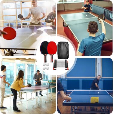 Набір для настільного тенісу: 2 ракетки, 4 м'ячі, сітка та сумка. Професійний спортивний набір для гри в приміщенні та на вулиці