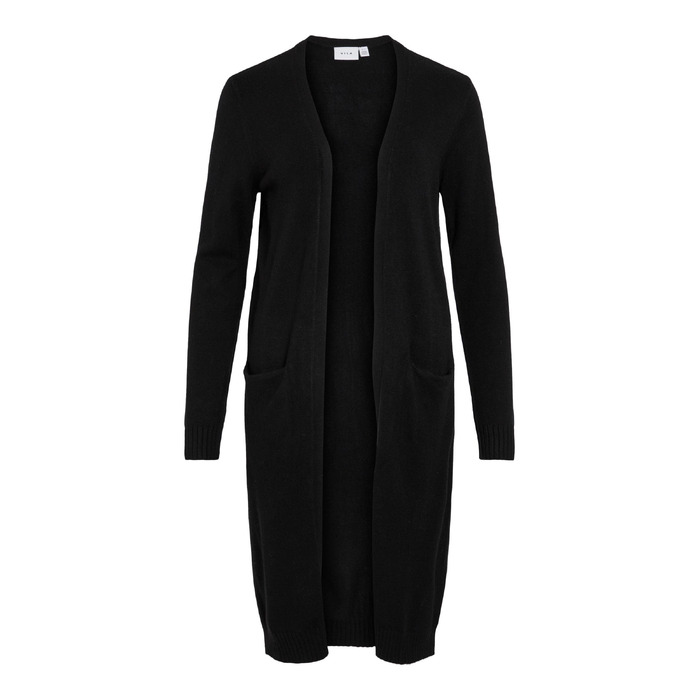 Жіночий кардиган Vila Viril Longline XXL чорний (Black) - в'язаний подовжений жакет