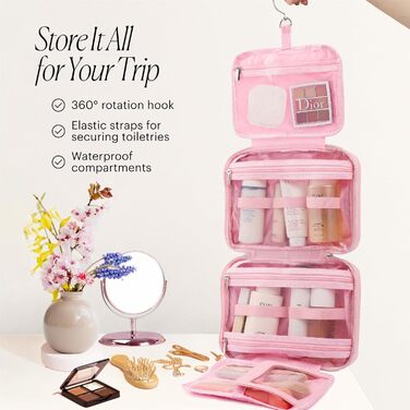 Жіночий дорожній косметичний набір, великий, рожевий