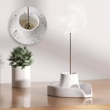 Incense Holder, Incense Stick Bowl, Ceramic Incense Holder, Burn Bowl for White Sage/Palo Santo Stick/Incense, 3-in-1 Burner Bowl with White Sage Bundle (Gray)