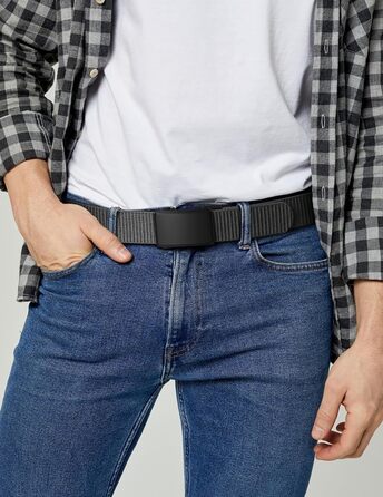 Чоловічий ремінь JUKMO Automatik з нейлону, ширина 3,8 см, з регулюванням, розмір M (91-105 см), довжина 125 см, сірий