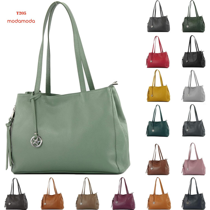 Сумка жіноча шкіряна Modamoda T205 біла, шопер ручної роботи з Італії