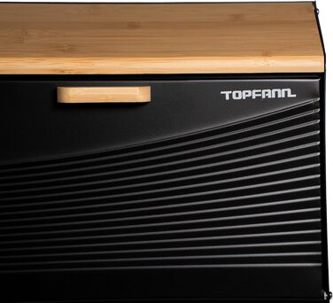 Бак для хліба з бамбука та металу, чорний | Бак для хліба, контейнер для хліба