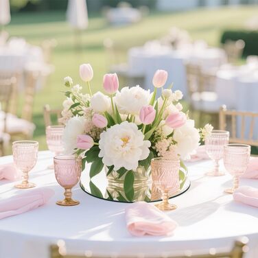 8 круглих дзеркал для декору столу: акрилові, для свічок, 30см та 20см