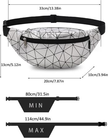 Жіноча поясна сумка-рюкзак: водонепроникна, з PU шкіри, для спорту, бігу, подорожей (срібна)