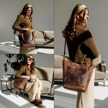 Сумка жіноча шкіряна через плече Berliner Bags Verona Vintage (Earth) - велика шопер сумка з YKK блискавкою