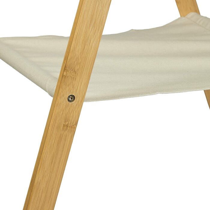 Relaxdays Bamboo Clothes Rack, HBT: 155.5 x 50 x 57.5 cm, Coat Rack with Practical Shoe Storage, Space-Saving, Foldable as a Clothes Dryer and Wardrobe with 2 Wooden Clothes Rails, Natural