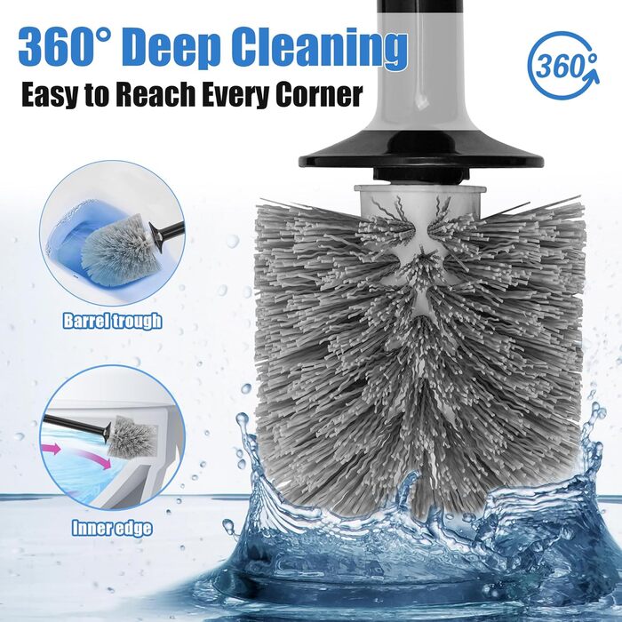 Набір для чищення унітазу JEHONN з щіткою, ерготичним тримачем та прихованим пінцетом, міцний, для ванної, умивальника