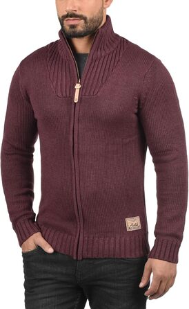 Чоловічий кардиган Soid SDPou з грубого трикотажу з бавовняної суміші, з коміром-стійкою, звичайний крій, колір: бордово-червоний мікс (3XL)