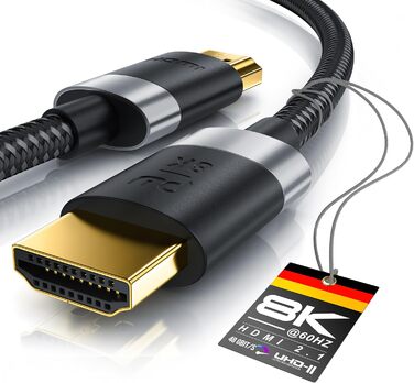 HDMI 2.1 кабель 1.5м - 8K@60Hz/120Hz, 4K@240Hz, HDR, Ethernet, ARC, для PS4/Xbox, UHD II, 8K, 4K, 1.5м