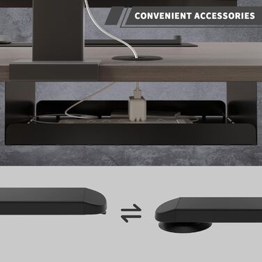 Електричний регульований стіл JUMMICO 160x80 см з USB, кабель-органайзером, ергономічний комп'ютерний офісний стіл, вінтажний коричневий