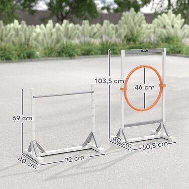Набір для аджиліті PawHut для собак: 4 елементи, регульовані стрибки, обручі, тренувальне обладнання, координація, ігри та тренування
