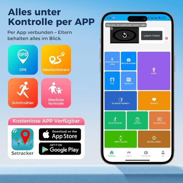Дитячий розумний годинник KI з GPS та телефоном - 2025. Розумний годинник для дітей з відеодзвінками, чатом, Wi-Fi, 47 іграми, шкільним режимом, 4 спортивними режимами, подарунок для підлітків 5-13 років (блакитний)
