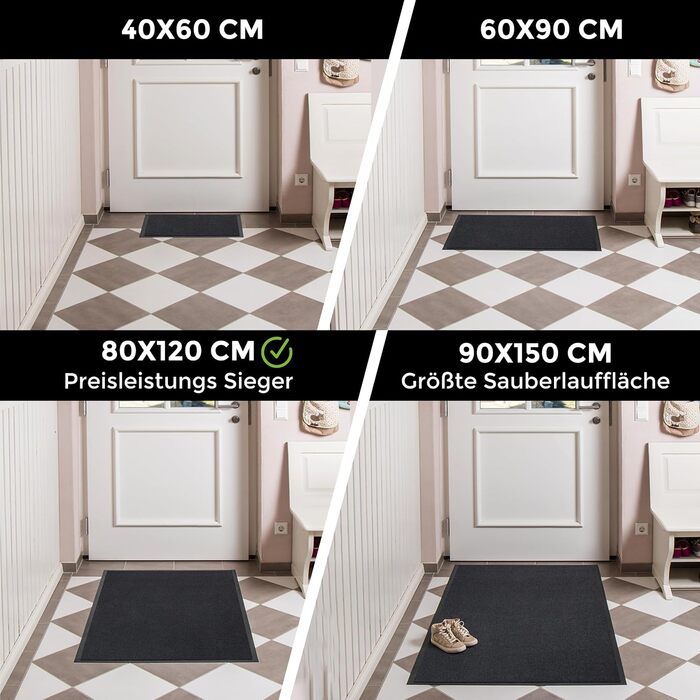 Килимок для дому Carpet Diem, 60x80 см, бежевий - для входу, антиковзаюча, для дому та вулиці