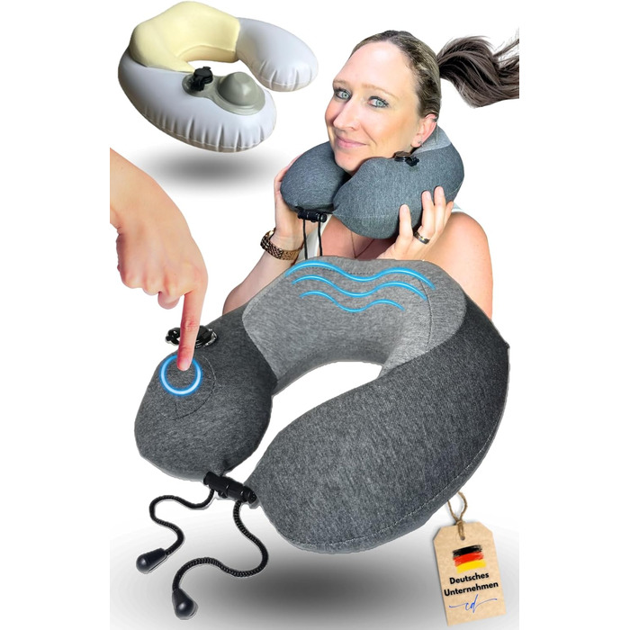Clever Dreams Neck Pillow Airplane Travel Pillow Inflatable 2 in 1 with Memory Foam Foam Neck Pillow Car Travel Pillow Inflatable Neck Support for Adults Breathable and Adjustable
