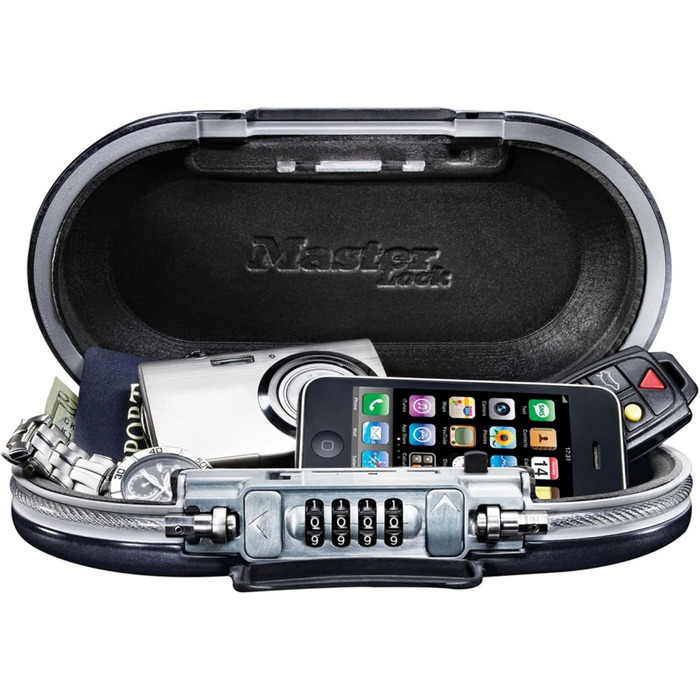 Portable Travel Safe with Number Combination - Black Luggage Lock