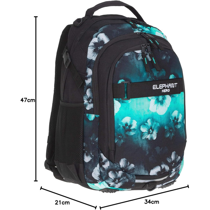 Рюкзак дитячий Elephant HERO SIGNATURE Flower, блакитно-чорний градієнт