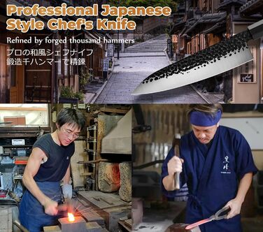 Японський кухонний ніж Gyuto 21 см, професійний, ручної роботи, з високоякісної сталі AUS-8, з дерев'яним руків'ям з палісандру, подарункова коробка