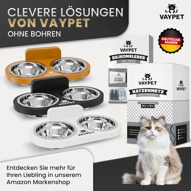 Підвищений годівниця для котів Doppel-Katzennapf: зручний, без свердління, з нержавіючої сталі (білий)