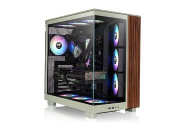 Корпус Thermaltake TG ARGB ATX Mid-Tower View 380 XL Wood (Matcha Green) з 4 вентиляторами ARGB, USB-C, підтримка радіатора 360mm