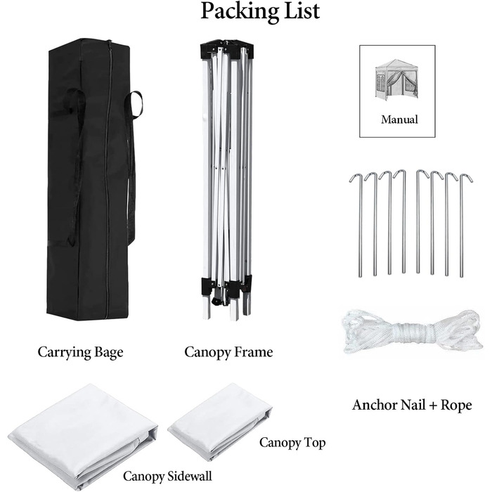 CLIPOP Pop Up Gazebo 3 x 3 m, Outdoor Folding Gazebo with 4 Side Walls and Carry Bag, UV Protection Garden Gazebo for Wedding, Outdoor, Camping, Beach (White)