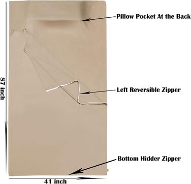 Cozysilk Tencel Lyocell Sleeping Bag Liner with Zipper – 100% Austrian Lenzing AG Tencel – soft, silky, smooth sleeping bag for adults – travel towel for hotel/backpacking travel, includes a pure silk sleep mask.